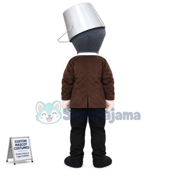 Bucket Zombie Cartoon Mascot Costume