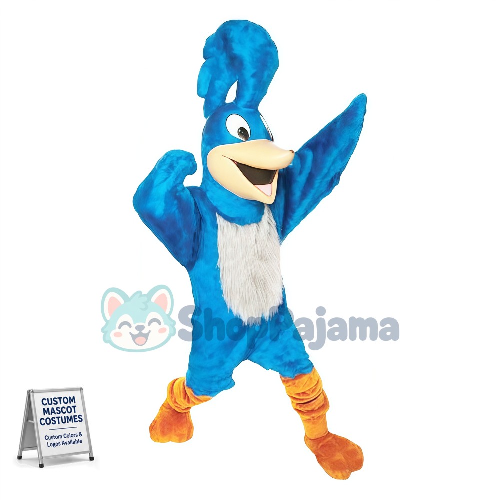 Plush Blue Roadrunner Mascot Costume