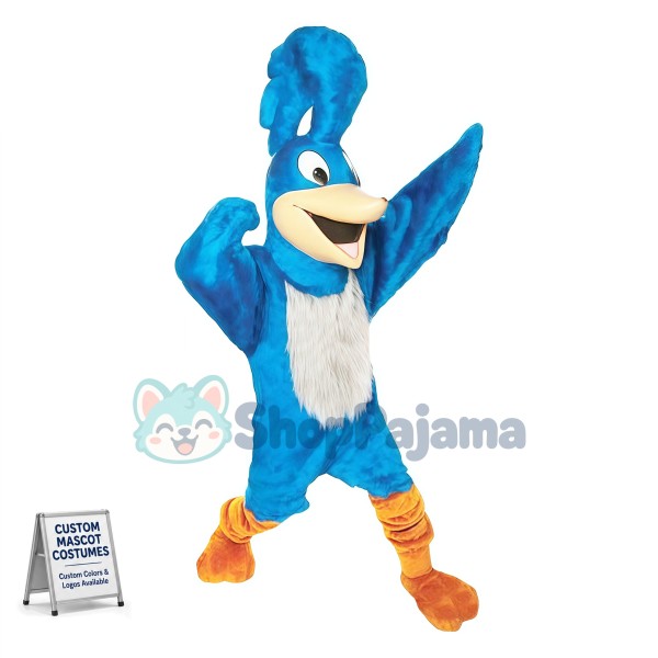 Plush Blue Roadrunner Mascot Costume