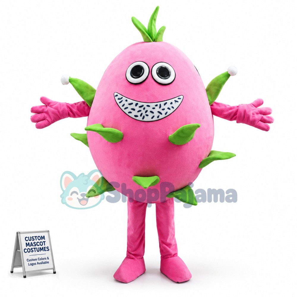 Dragon Fruit With White Flesh Cartoon Mascot Costume