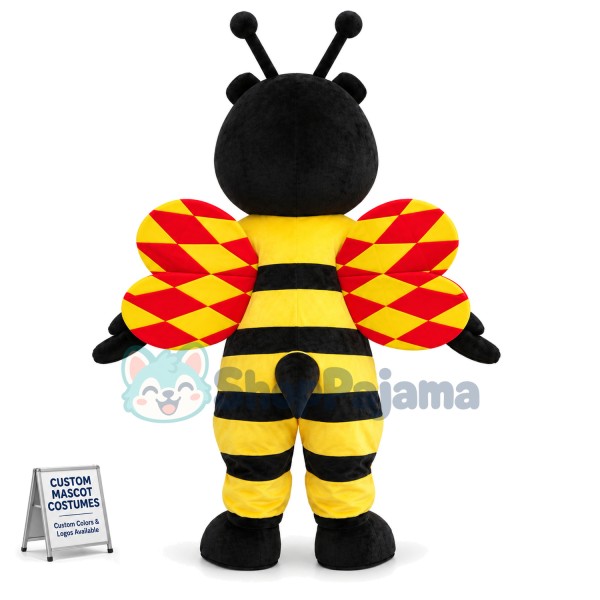 Black Bee Mascot Costume With Bright Wings