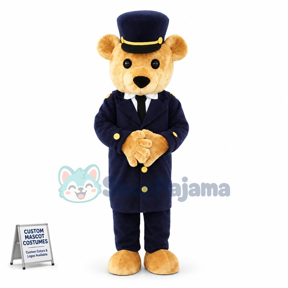 Upright Officer Bear Mascot Costume