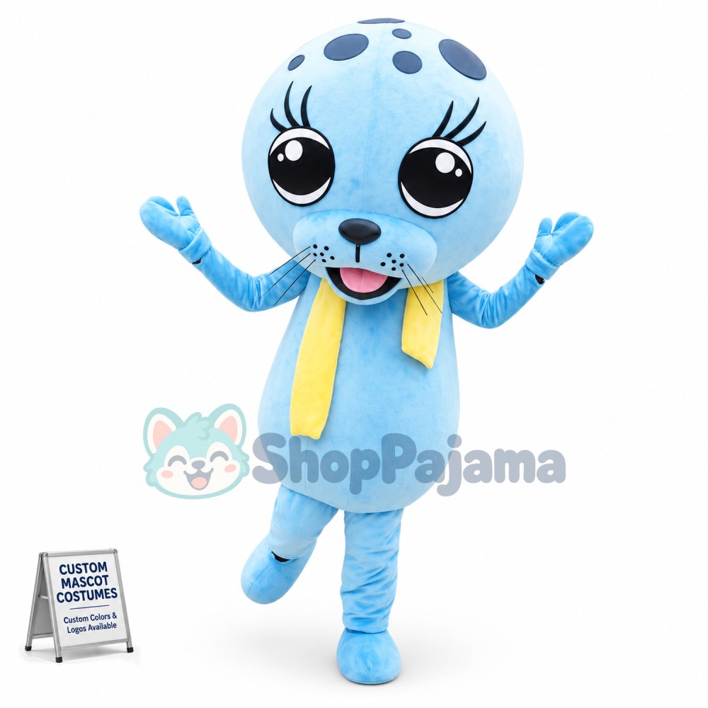 Performing Blue Seal Mascot Costume