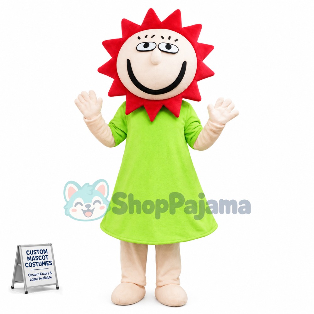 Sunny Sun With Green Dress Mascot Costume