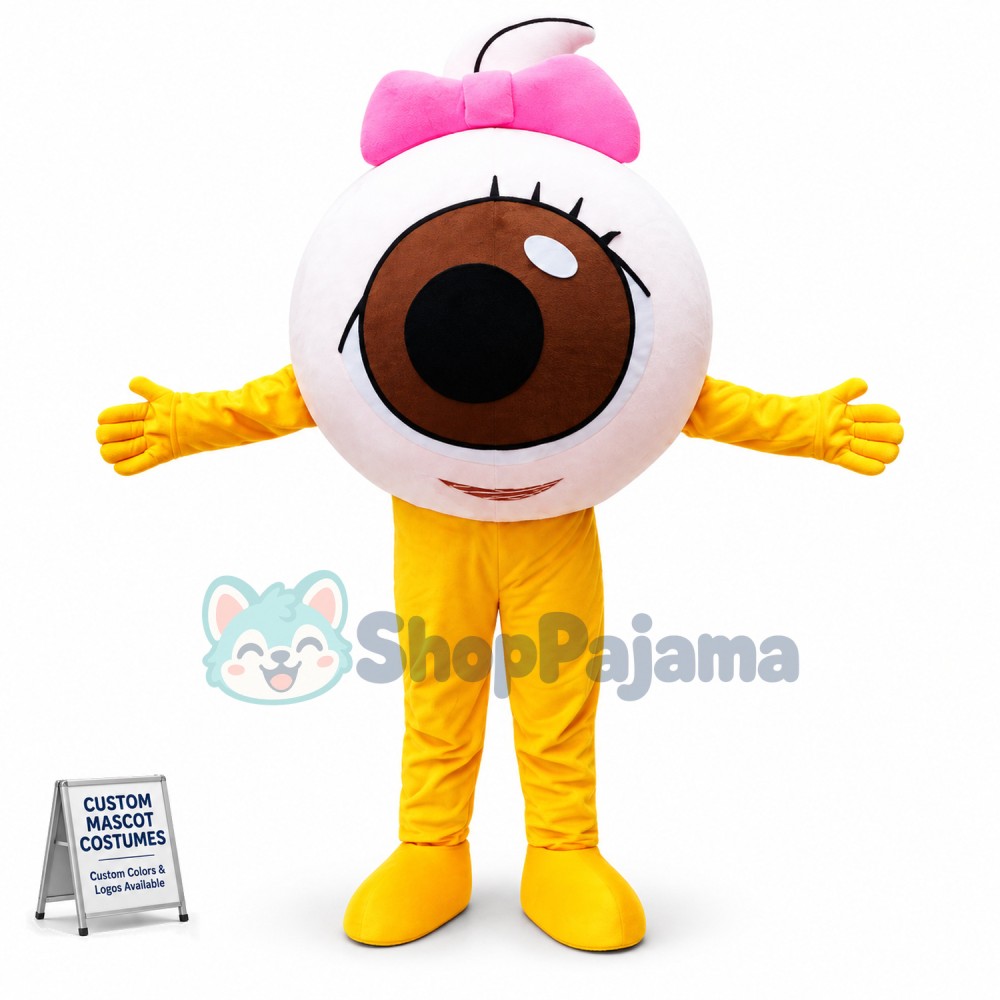 Cartoon Eyeball With Bow Mascot Costume