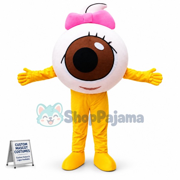 Cartoon Eyeball With Bow Mascot Costume