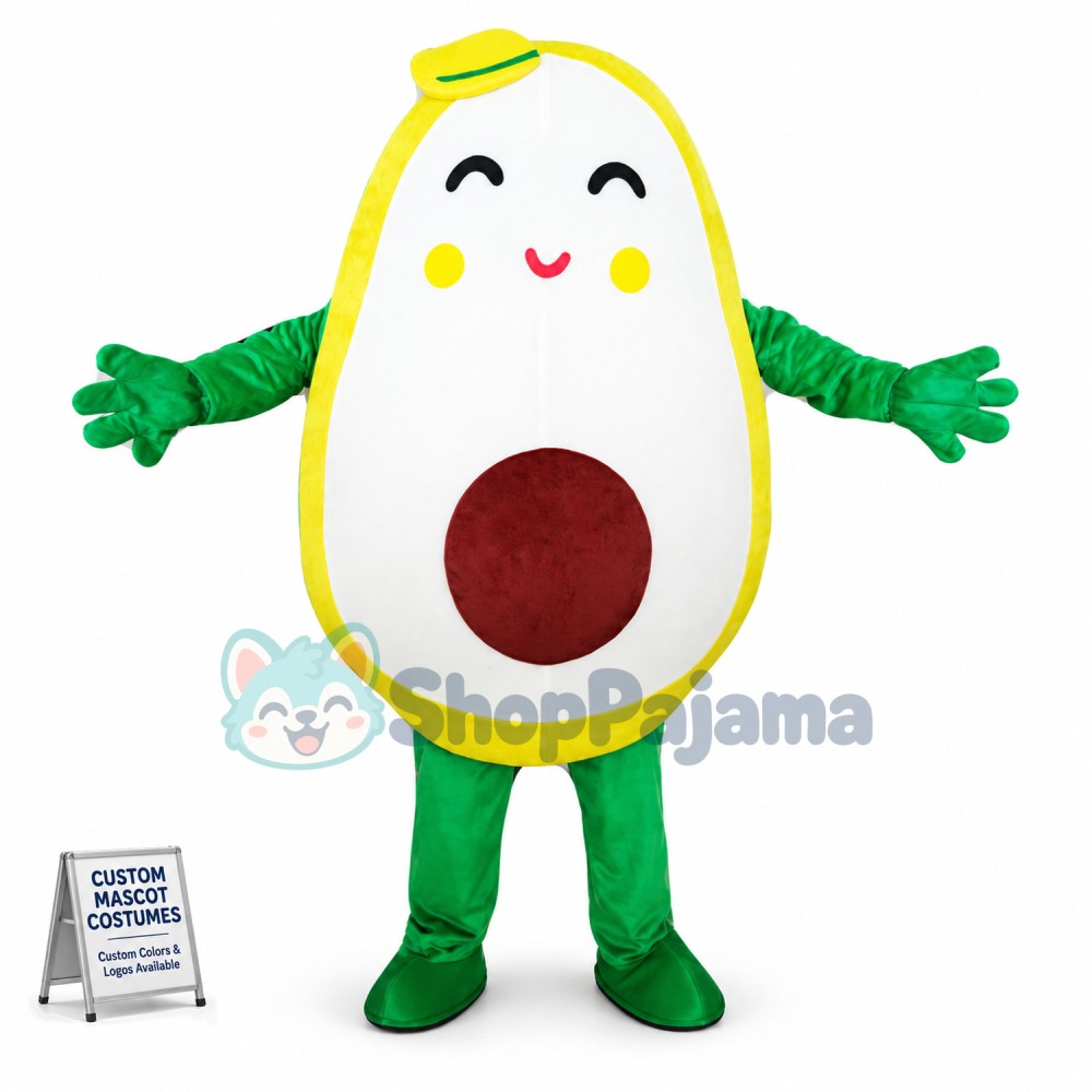 Cut Avocado Cartoon Mascot Costume