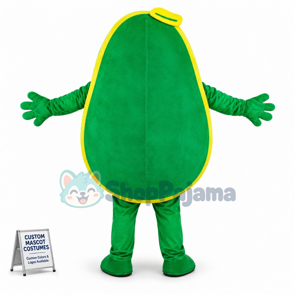 Cut Avocado Cartoon Mascot Costume