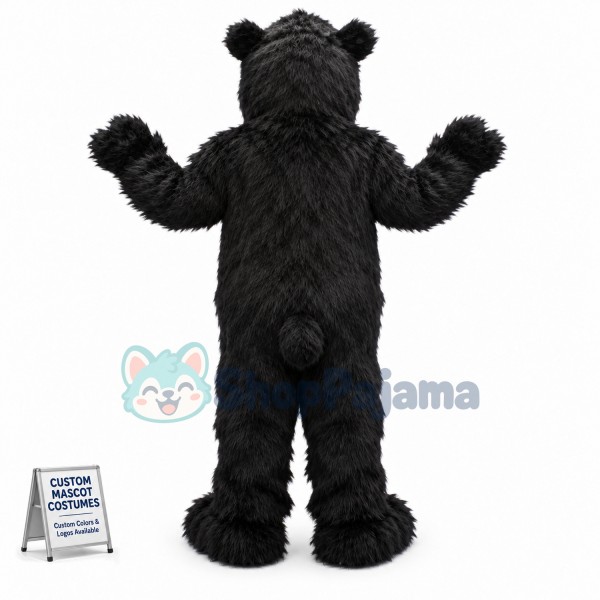 Black Bear Long Wool Mascot Costume