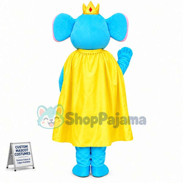 Blue Elephant King Adult Mascot Costume
