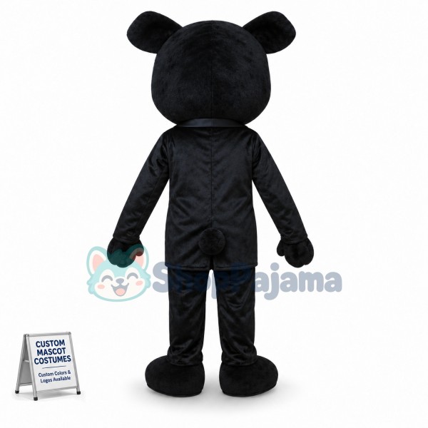 Black Bear In Suit Mascot Costume for Adult