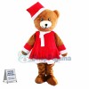 Brown Bear In The Christmas Dress Mascot Costume