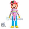Curly Woman With Striped Top Mascot Costume