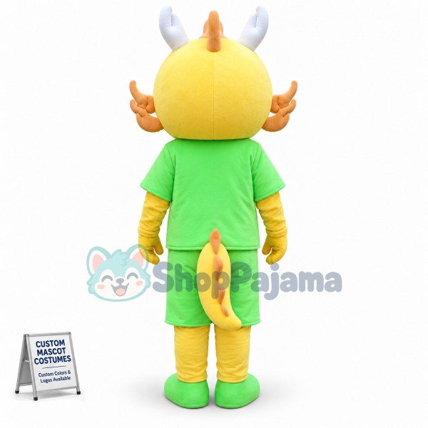 Blue Shiny Eyes Dragon Cartoon Mascot Costume