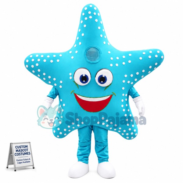 Shiny Blue Starfish Mascot Costume