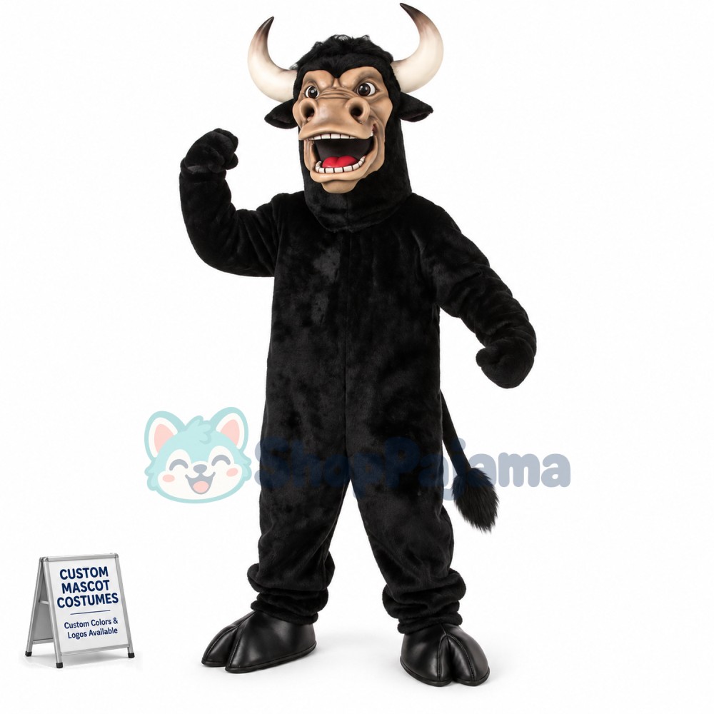 Whole Black Bull Mascot Costume