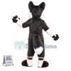 Surprised Black & White Wolf Mascot Costume
