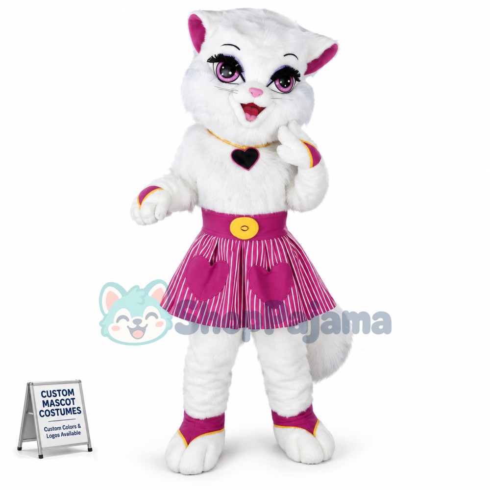 Beautiful White Cat Mascot Costume