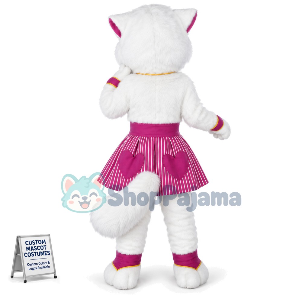 Beautiful White Cat Mascot Costume