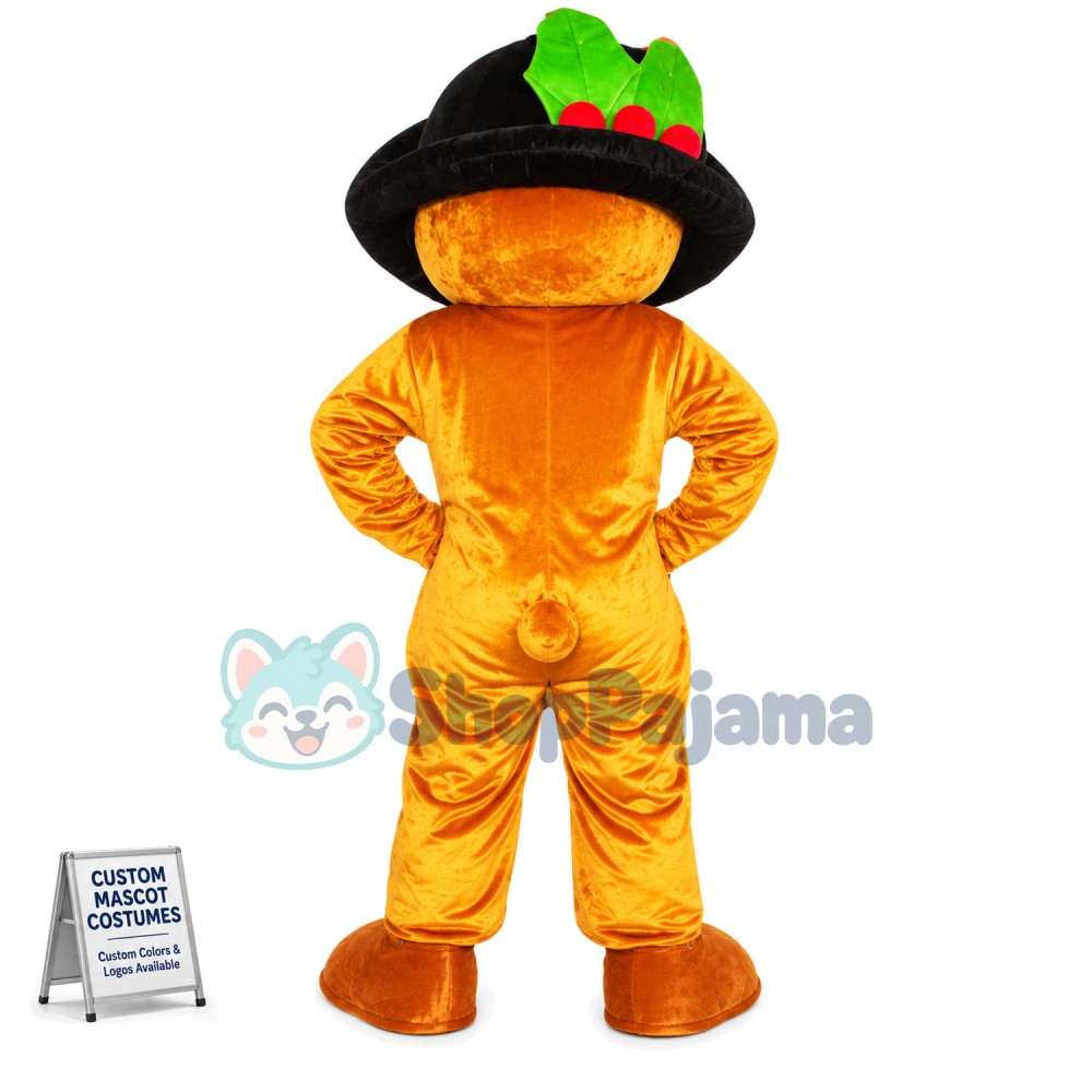 Brown Bear In The Oversize Hat Mascot Costume