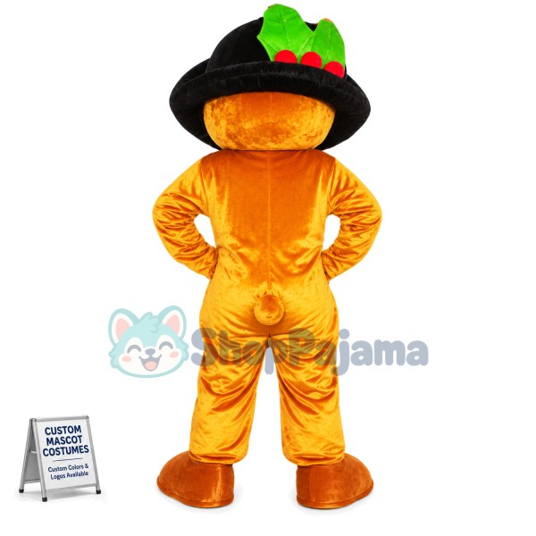 Brown Bear In The Oversize Hat Mascot Costume
