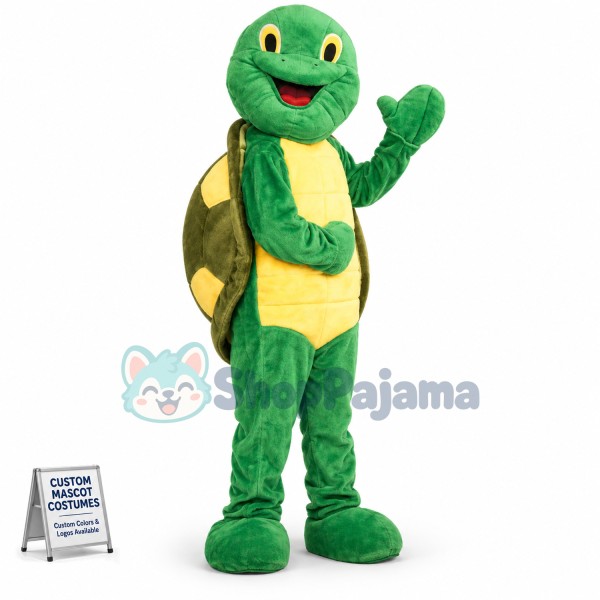 Crumpled Green Turtle Mascot Costume