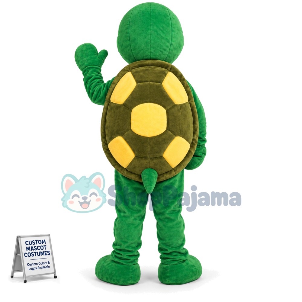 Crumpled Green Turtle Mascot Costume