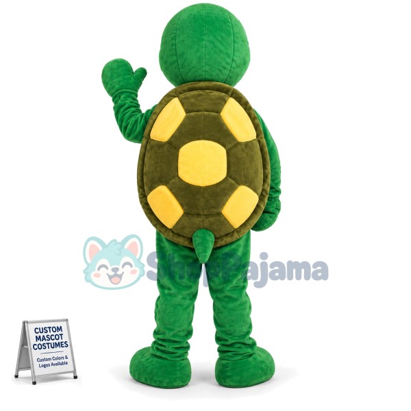 Crumpled Green Turtle Mascot Costume