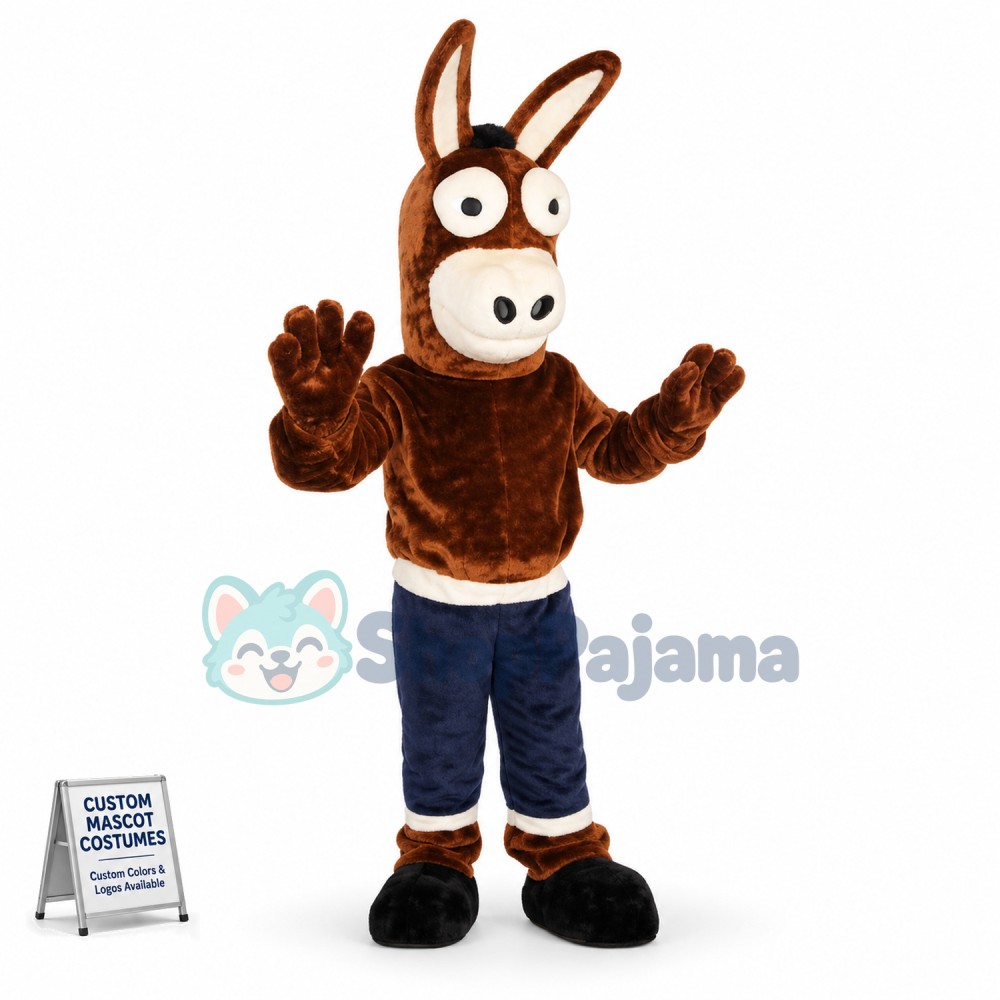 Brown Donkey In The Tights Mascot Costume