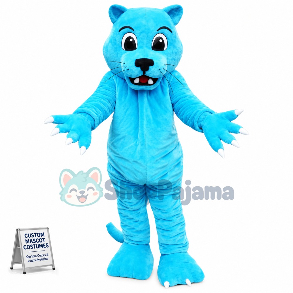 Blue Panther With Sharp Claws Mascot Costume