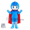 Blue Hero With Cloak Mascot Costume