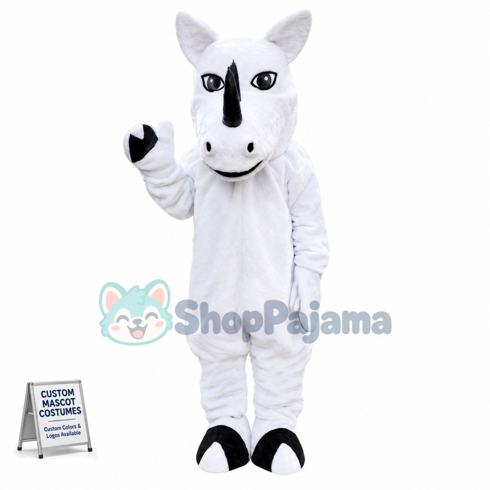 Black Horned Horse Mascot Costume