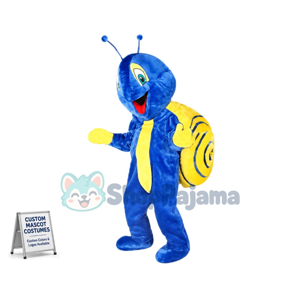 Slow Navy Blue Snail Mascot Costume