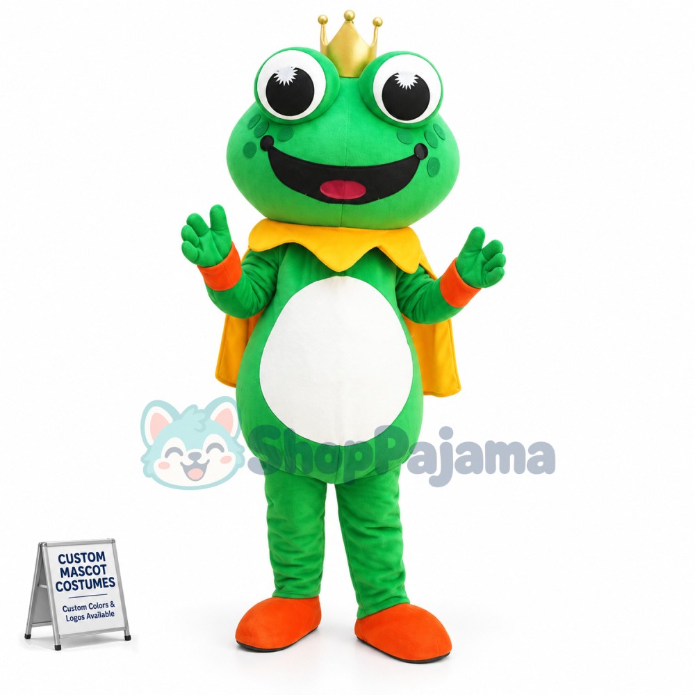 The Frog Prince With Crown Mascot Costume