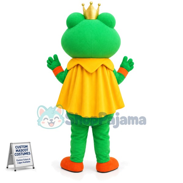 The Frog Prince With Crown Mascot Costume