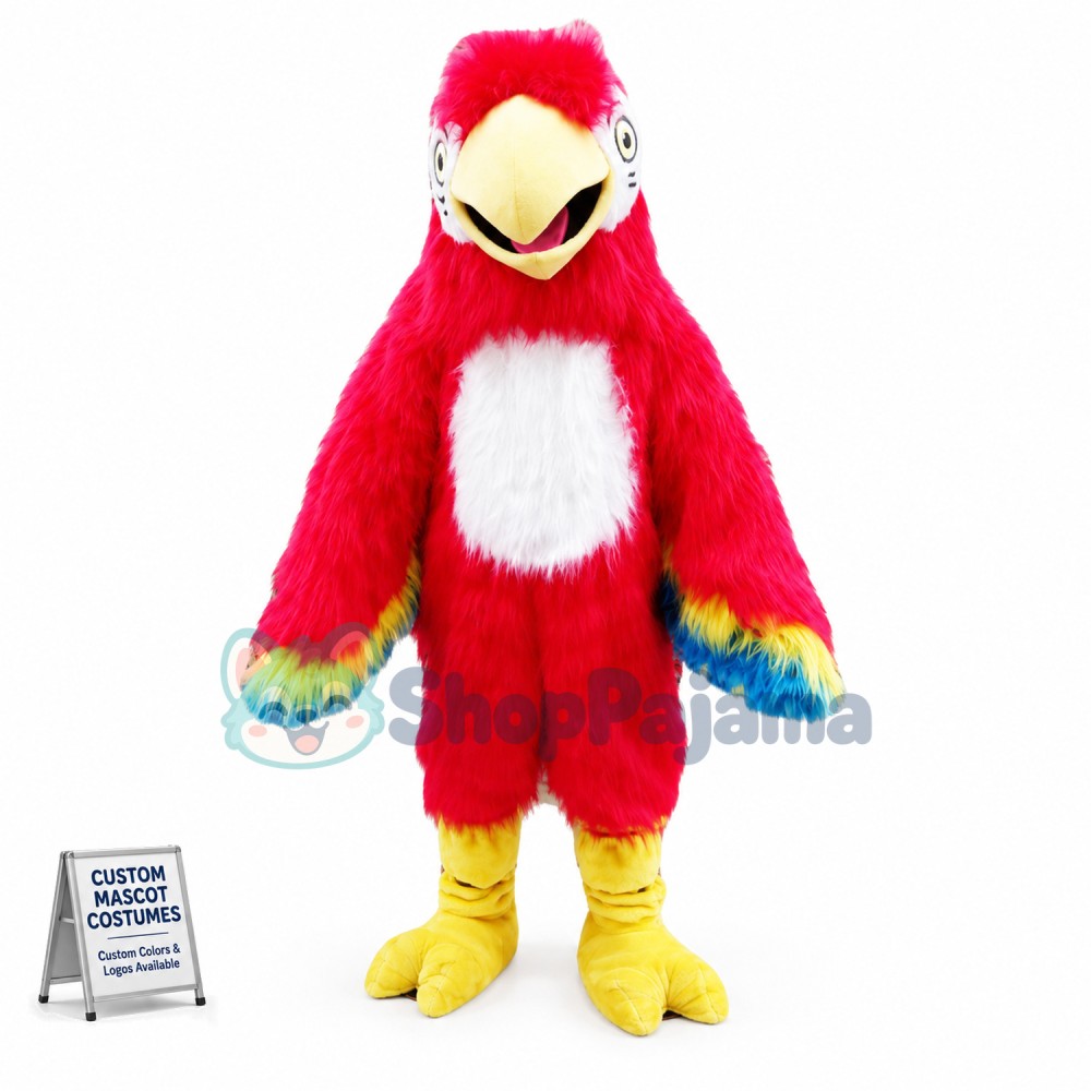 Big Red Bird Long Wool Mascot Costume