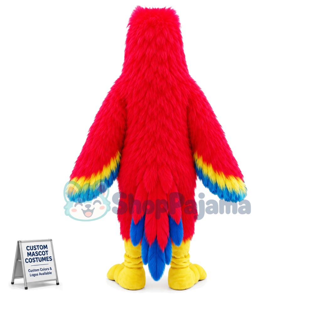 Big Red Bird Long Wool Mascot Costume