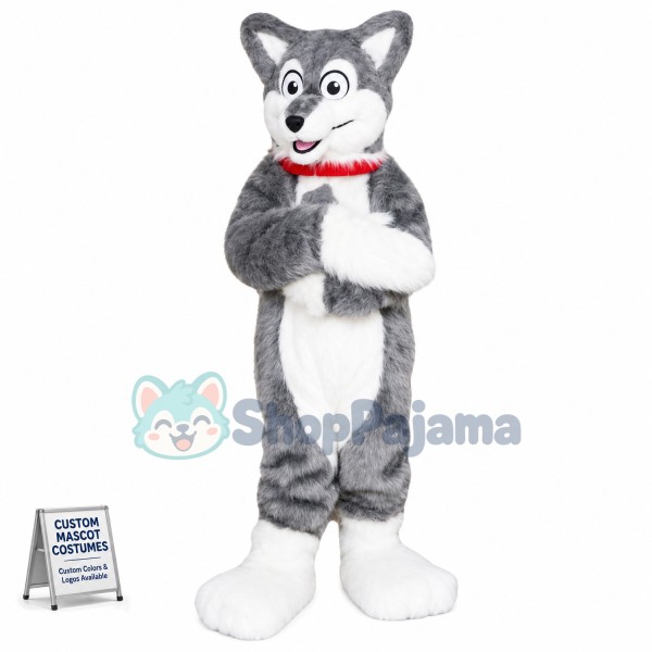 Long Fur House Wolfdog Mascot Costume