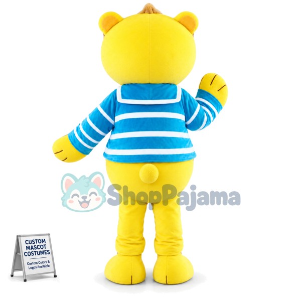 Yellow Bear With Shirt Mascot Costume