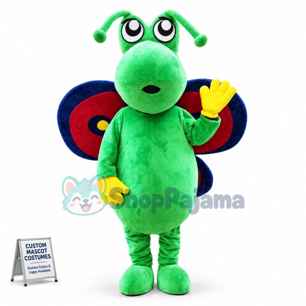 Bright Green Butterfly Mascot Costume