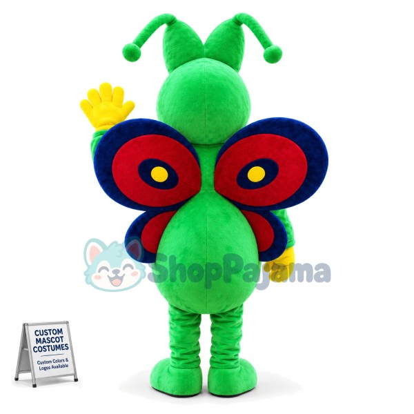 Bright Green Butterfly Mascot Costume