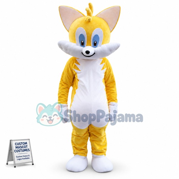 Yellow & White Cat Adult Mascot Costume