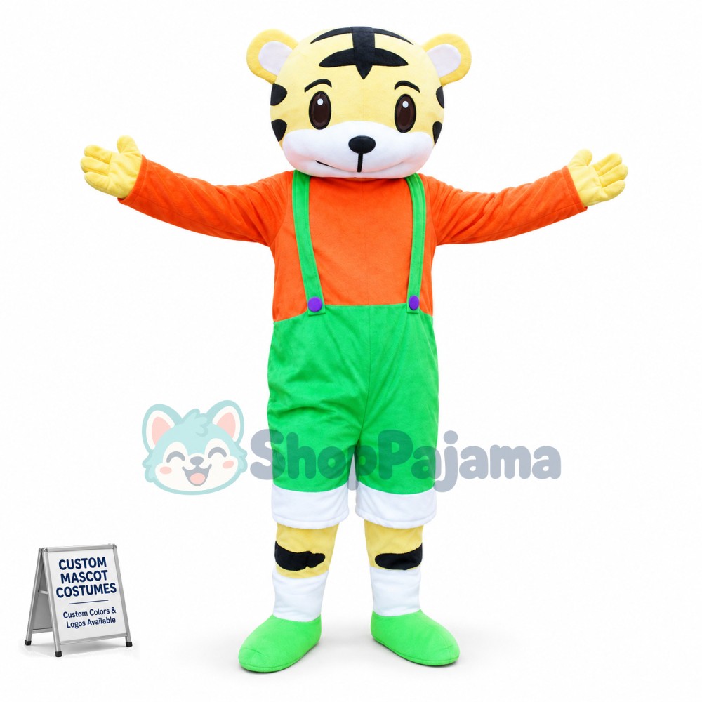 Young Tiger With Green Shorts Mascot Costume