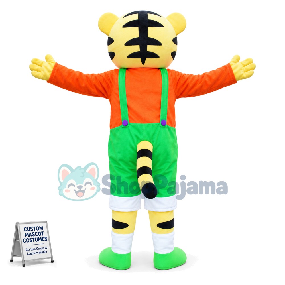 Young Tiger With Green Shorts Mascot Costume