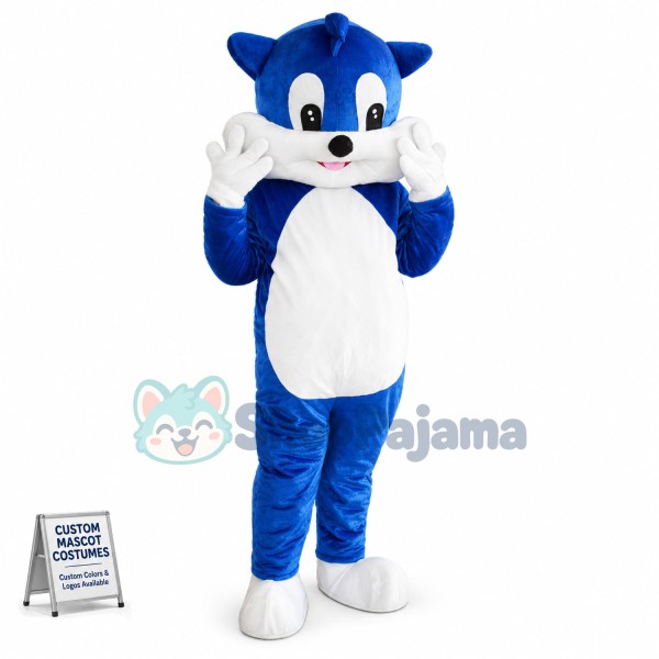 Blue Cat Cartoon Mascot Costume