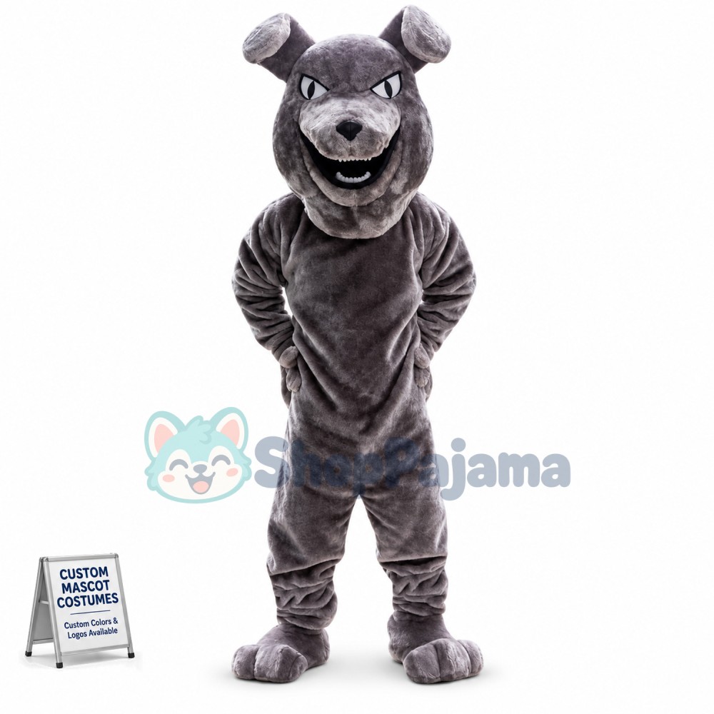 Bullying Gray Bulldog Mascot Costume