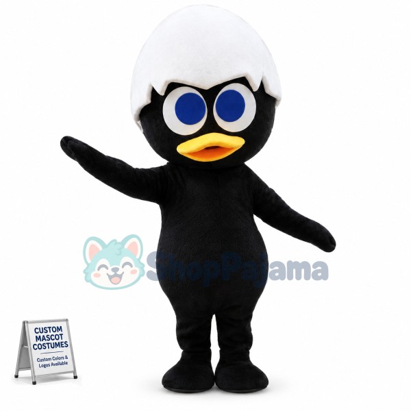 Cartoon Black Eggshell Duck Mascot Costume