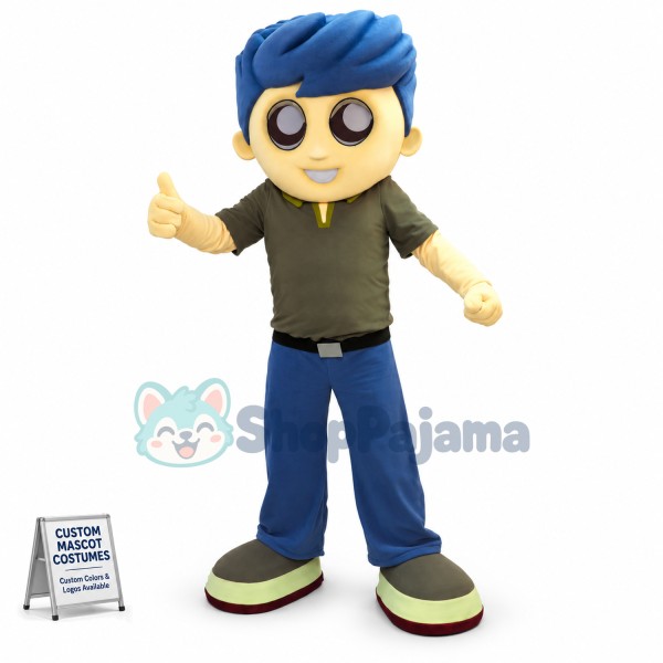 Blue Hair Adult Man Mascot Costume