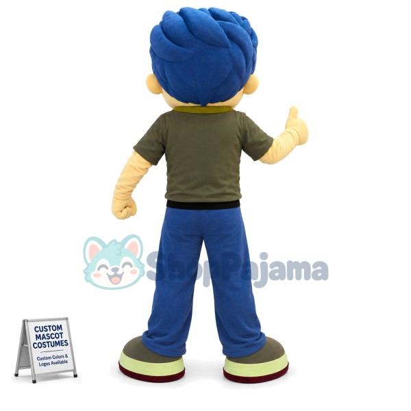 Blue Hair Adult Man Mascot Costume
