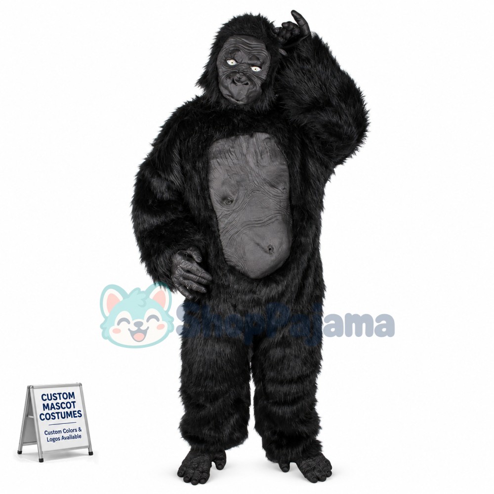 Interrogative Long-haired Chimpanzee Mascot Costume